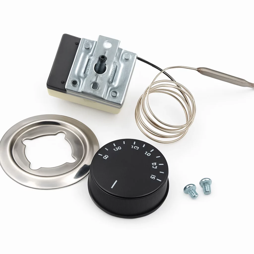 capillary thermostat 30-150 degree commercial - front view - Capillary Thermostat 30-150°C with Knob Kit - Chaps Services