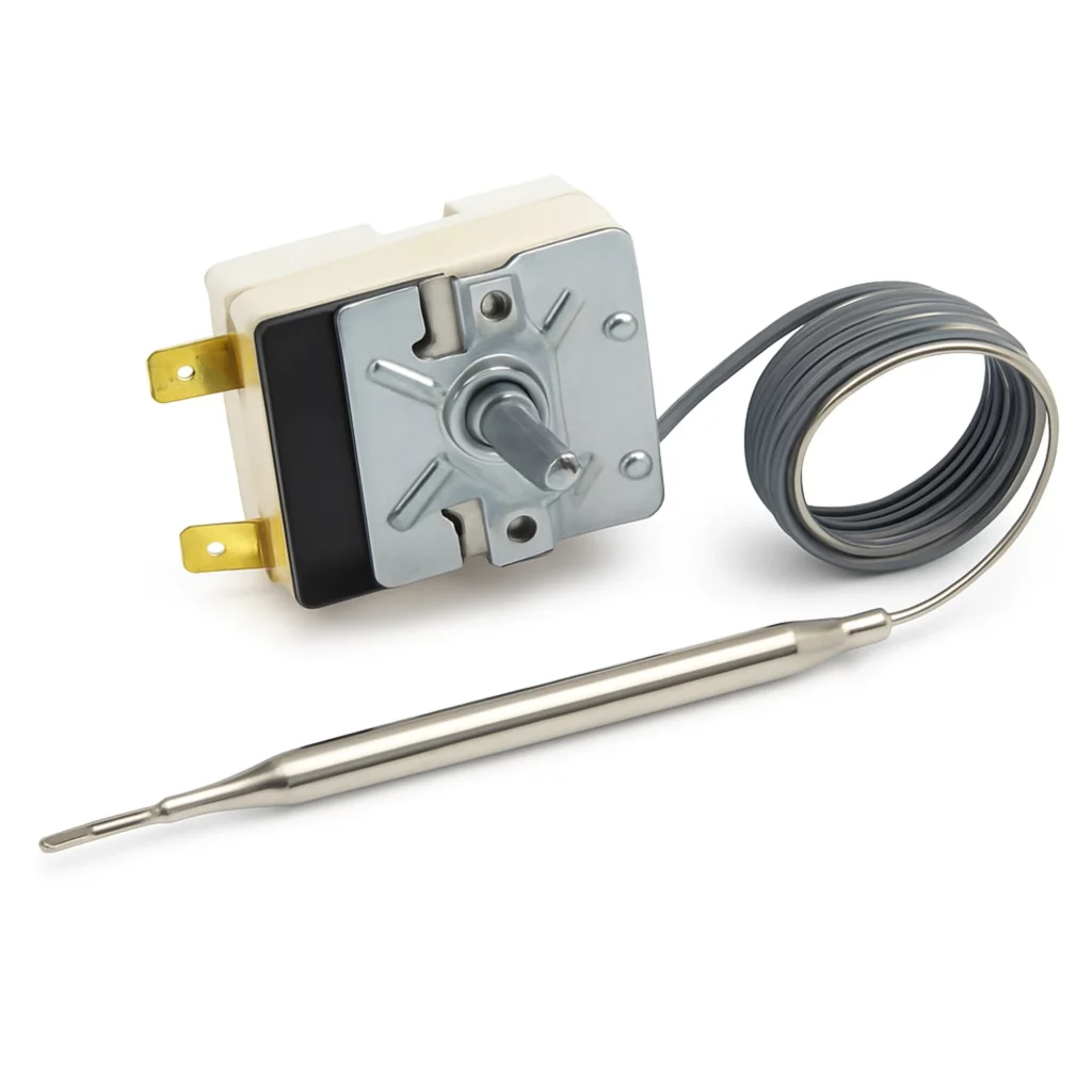 capillary thermostat single pole commercial oven - front view - Capillary Thermostat Single Pole with Sensing Bulb - Chaps Se