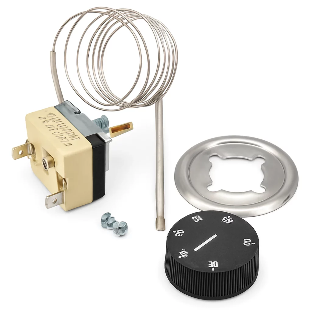 capillary thermostat 30-90 degree commercial - front view - Capillary Thermostat 30-90°C with Knob Kit - Chaps Services